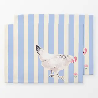 Tischset Huhn gestreift blau