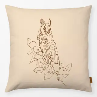 Kissen Uhu Tusche Beige