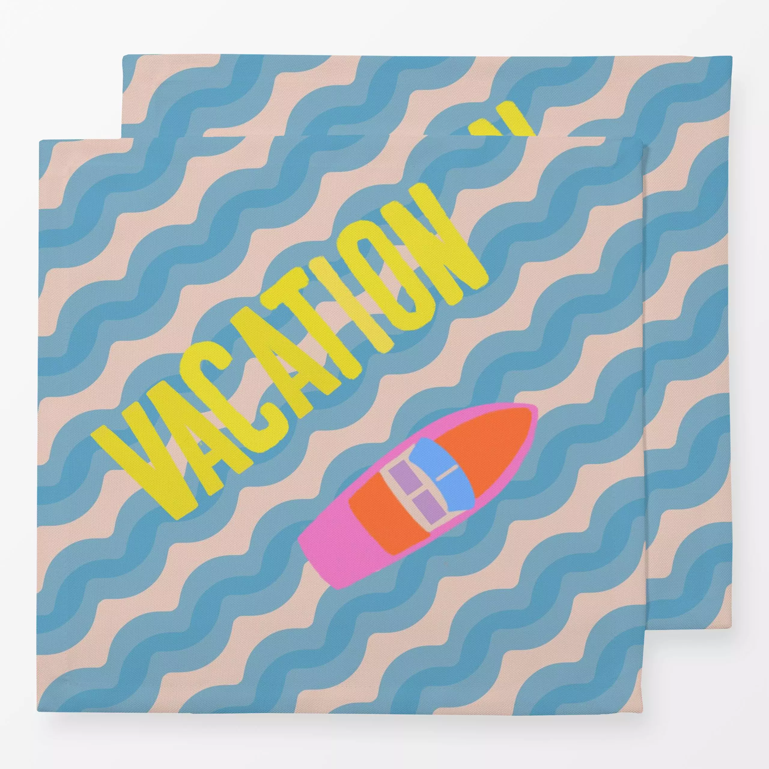 Servietten Boot Vacation Wellen Sommer - Sommer, Sprüche & Schriftzüge, Symbole & Muster - von „Alisa Knöß"; modern, bunt, G...