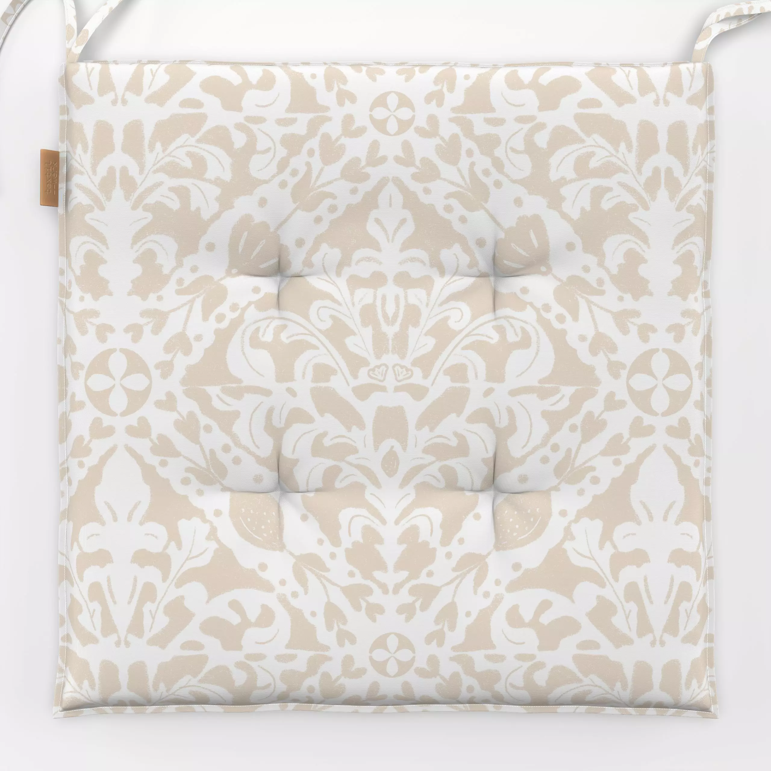 Sitzkissen Ornament Fliese Beige Weiß - Sommer, Symbole & Muster - von „Mareen Heinz"; marrokko, Muster, Retro, vintage, med...