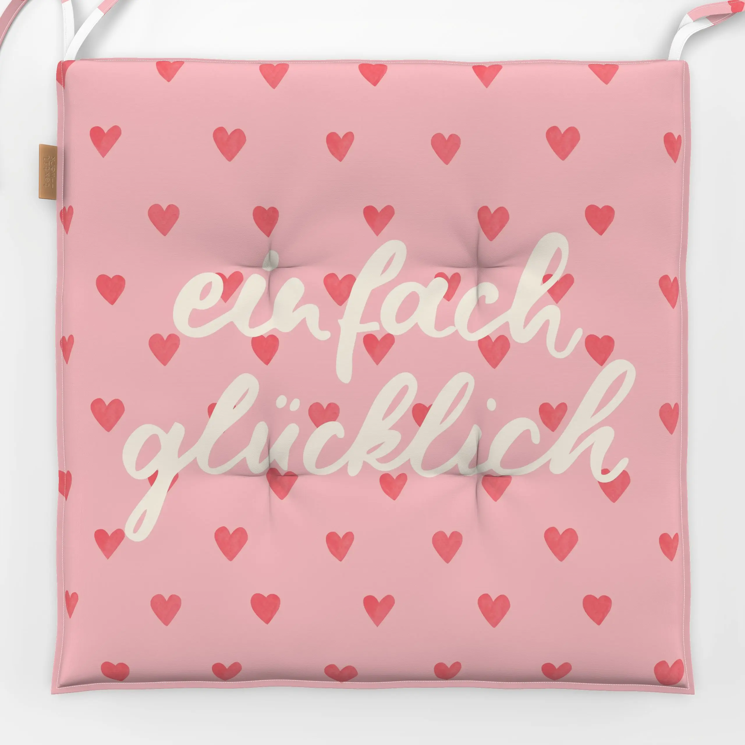 Sitzkissen einfach glücklich Herzchen - Liebe, Romantik & Pride, Sprüche & Schriftzüge, Anlässe - von „Katrin Graff"; Herzen...
