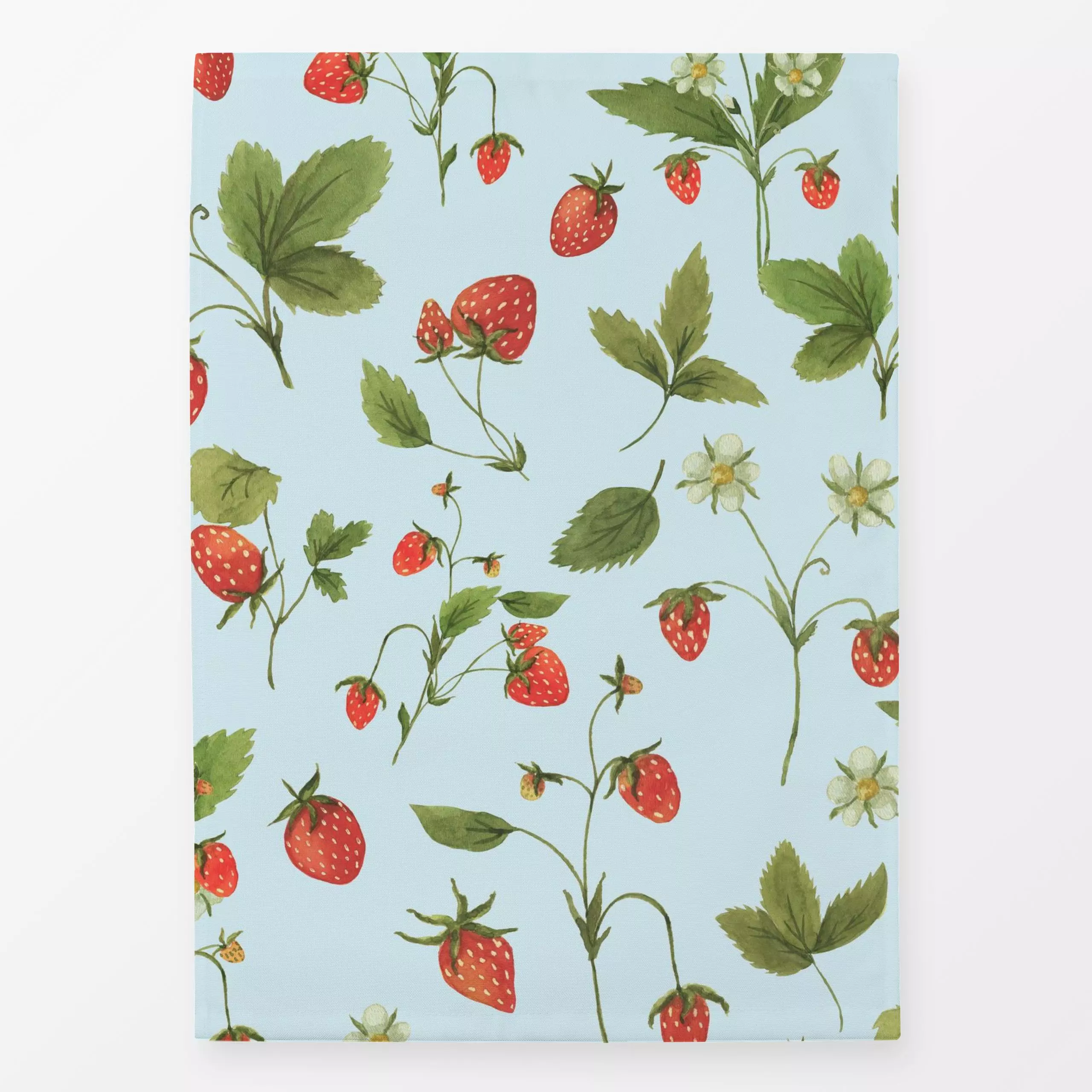 Geschirrtücher Wilde Erdbeeren auf blau - Sommer - von „Andrea Haase"; Aquarell, Beeren, Erdbeeren, Nostalgie, Walderdbeeren...