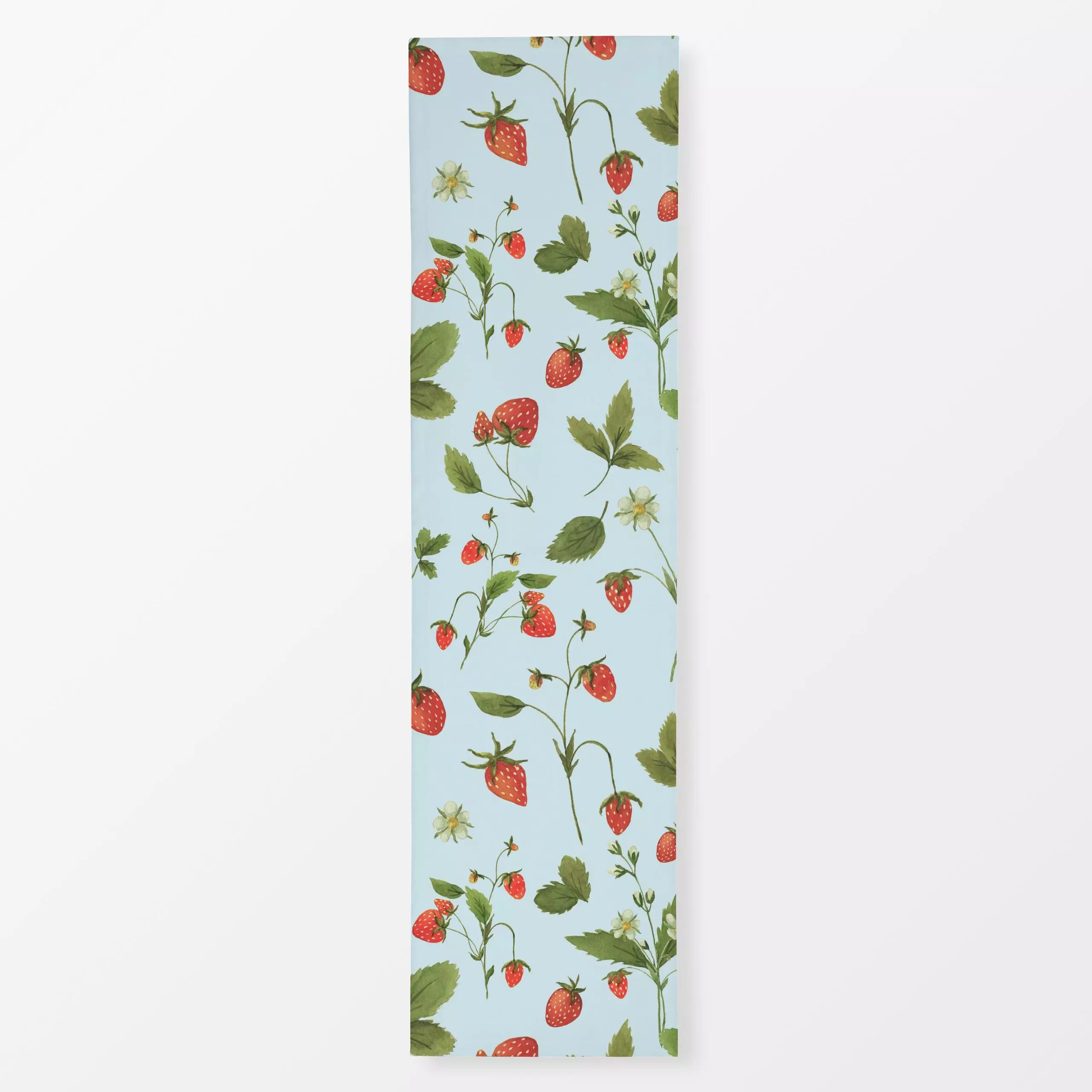 Tischläufer Wilde Erdbeeren auf blau - Sommer - von „Andrea Haase"; Aquarell, Beeren, Erdbeeren, Nostalgie, Walderdbeeren, A...