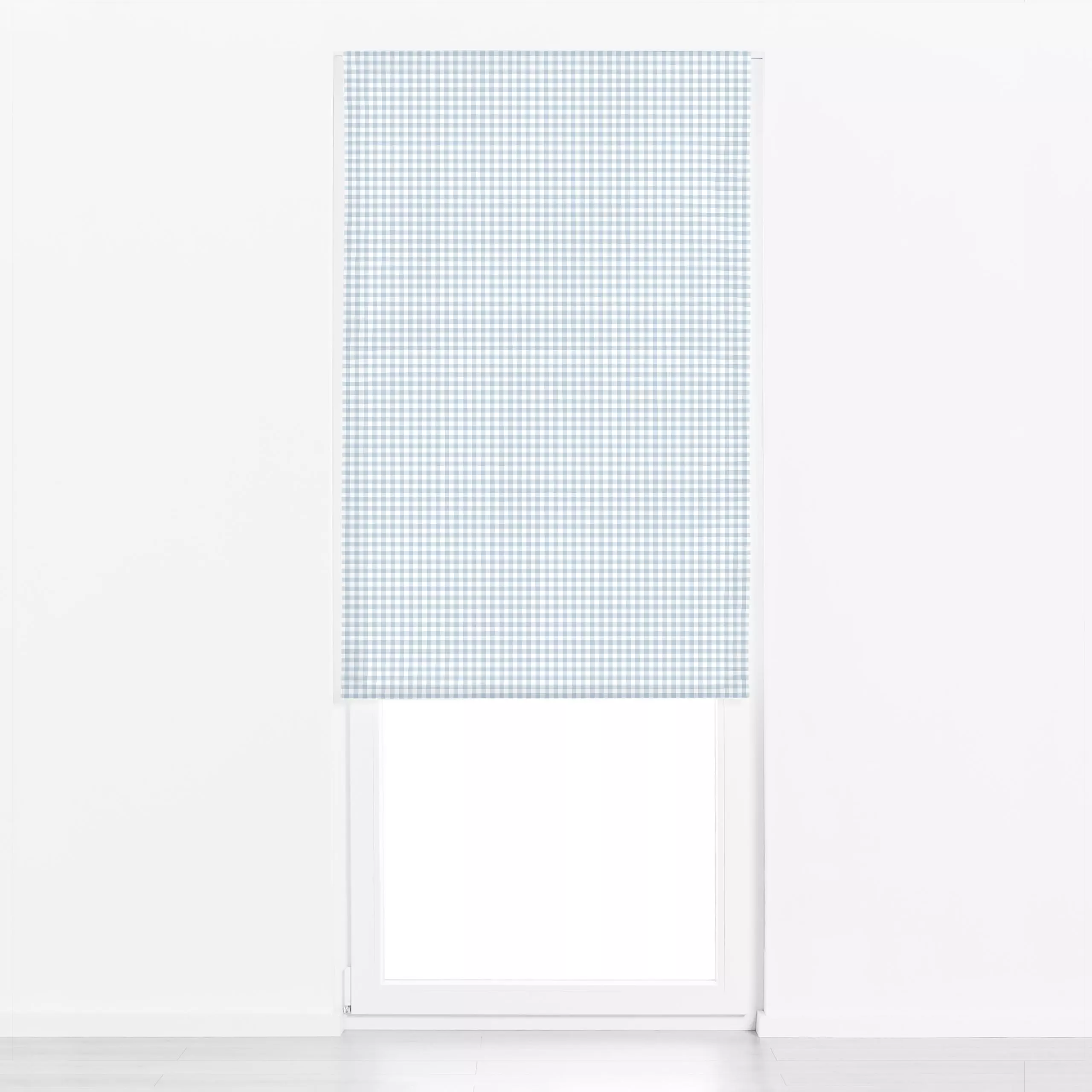 Raffrollo Cottage Checks Pastel Blue - Symbole & Muster - von „Karen Menzenbach"; Sommer, blau, Karo, landhaus, mint, karier...