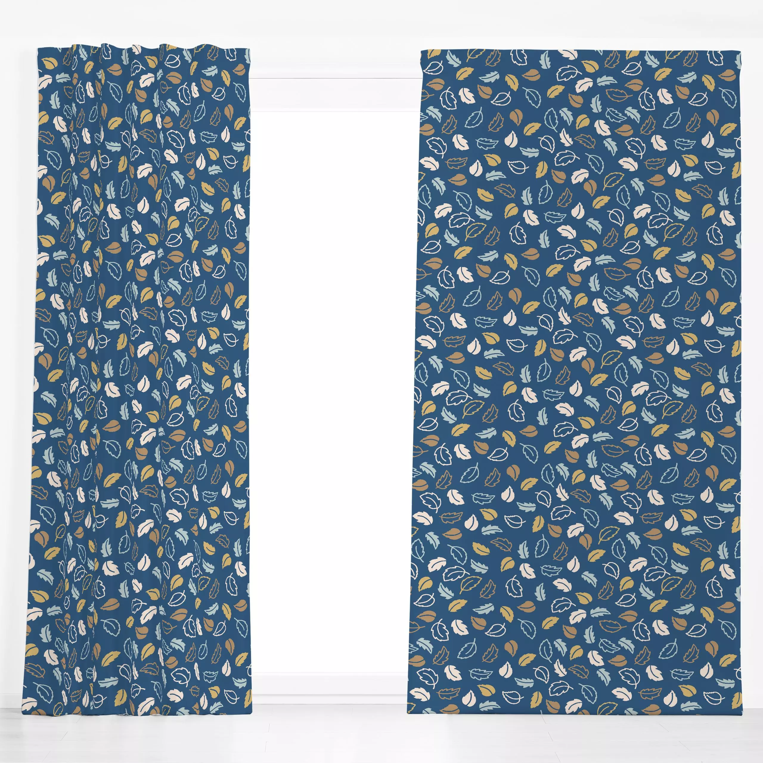 Dekovorhang Herbstblätter blau - Pflanzen & Botanik - von „Katrin Graff"; Blatt, Blätter, Herbst, herbstlich, Herbststimmung...