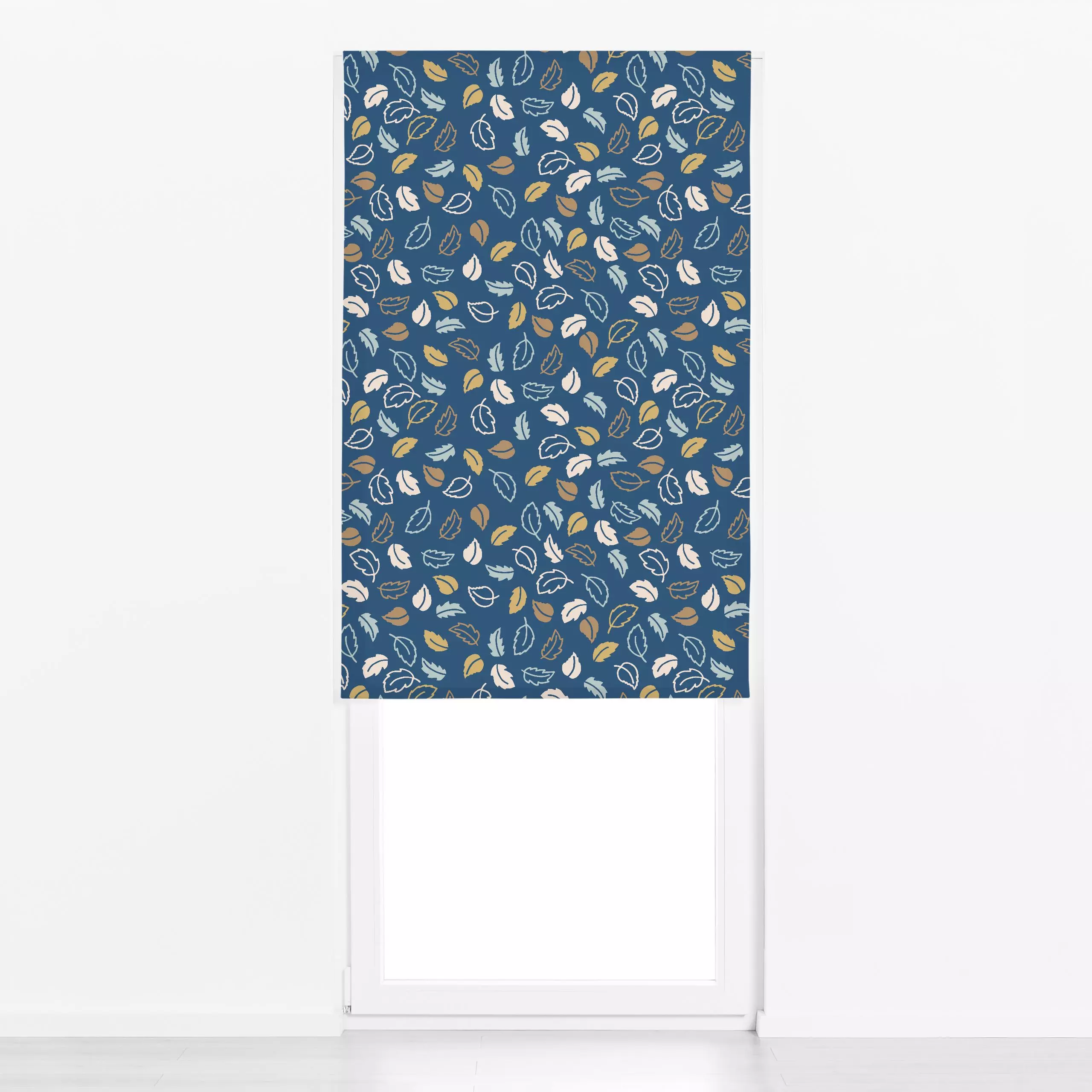 Raffrollo Herbstblätter blau - Pflanzen & Botanik - von „Katrin Graff"; Blatt, Blätter, Herbst, herbstlich, Herbststimmung, ...