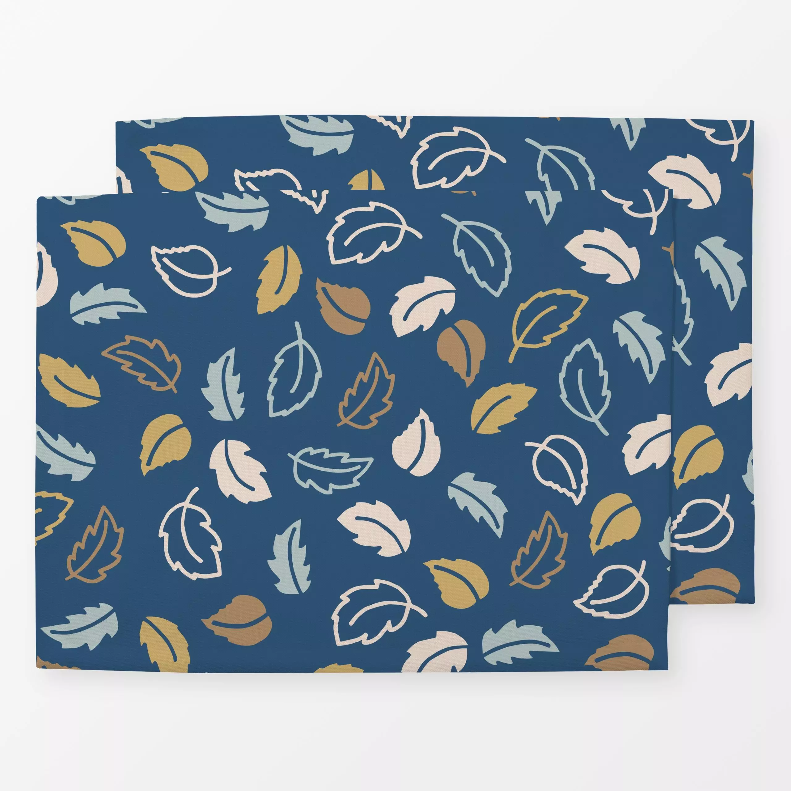 Tischset Herbstblätter blau - Pflanzen & Botanik - von „Katrin Graff"; Blatt, Blätter, Herbst, herbstlich, Herbststimmung, d...