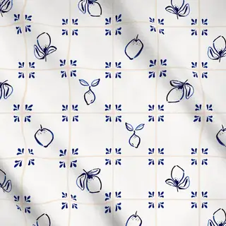 Meterware Azulejo Pattern Zitronen
