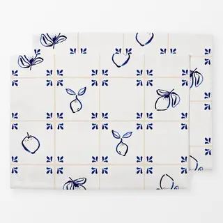 Tischset Azulejo Pattern Zitronen