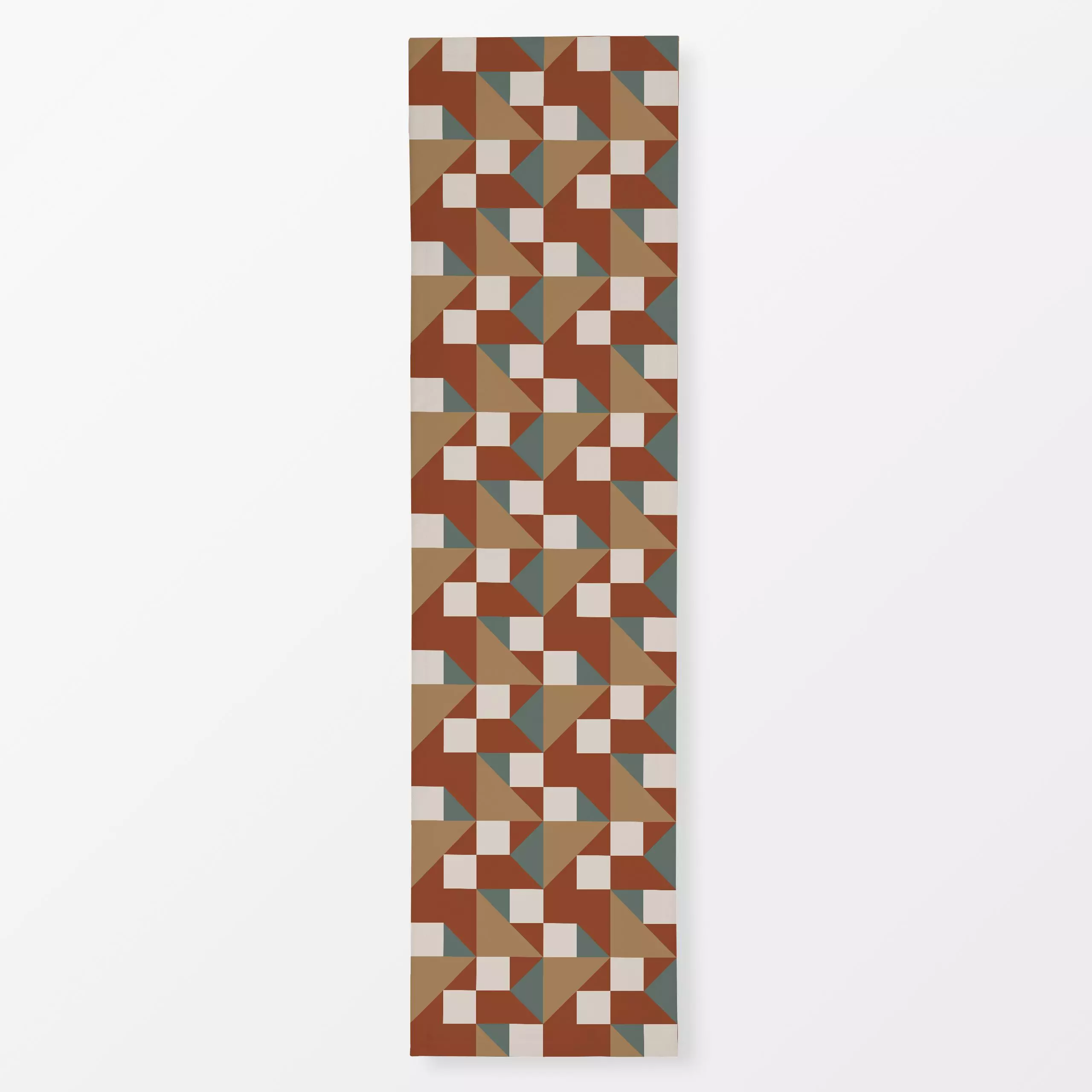 Tischläufer Squares and Triangles - Herbst, Symbole & Muster - von „Julia Schumacher"; graphisch, beige, Salbei, rost, ocker...