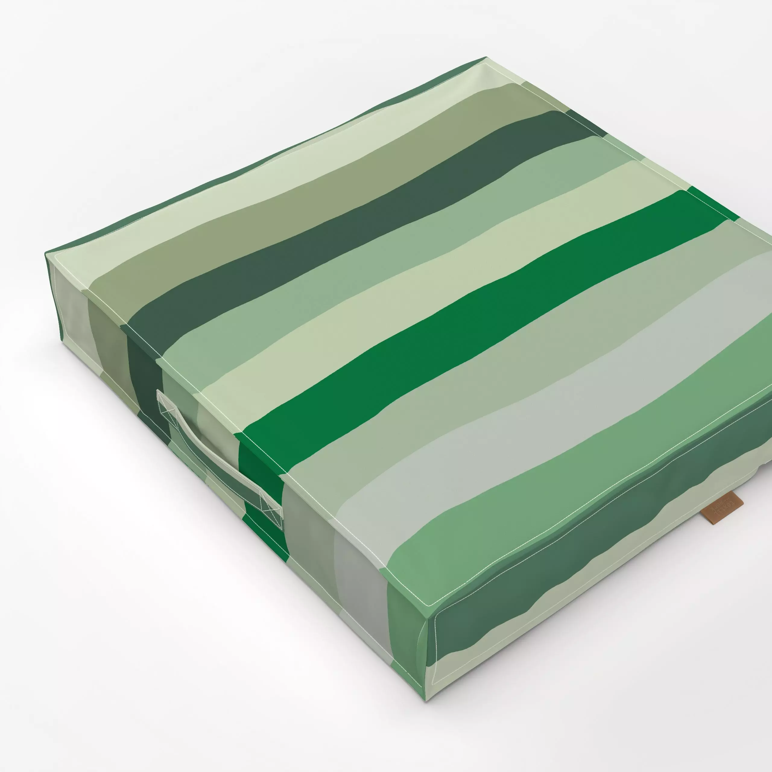 Bodenkissen Multicolor Streifen Grün - Symbole & Muster - von „Studio Kesse"; Linien, Streifen, Garten, Sommer, grun, trendf...