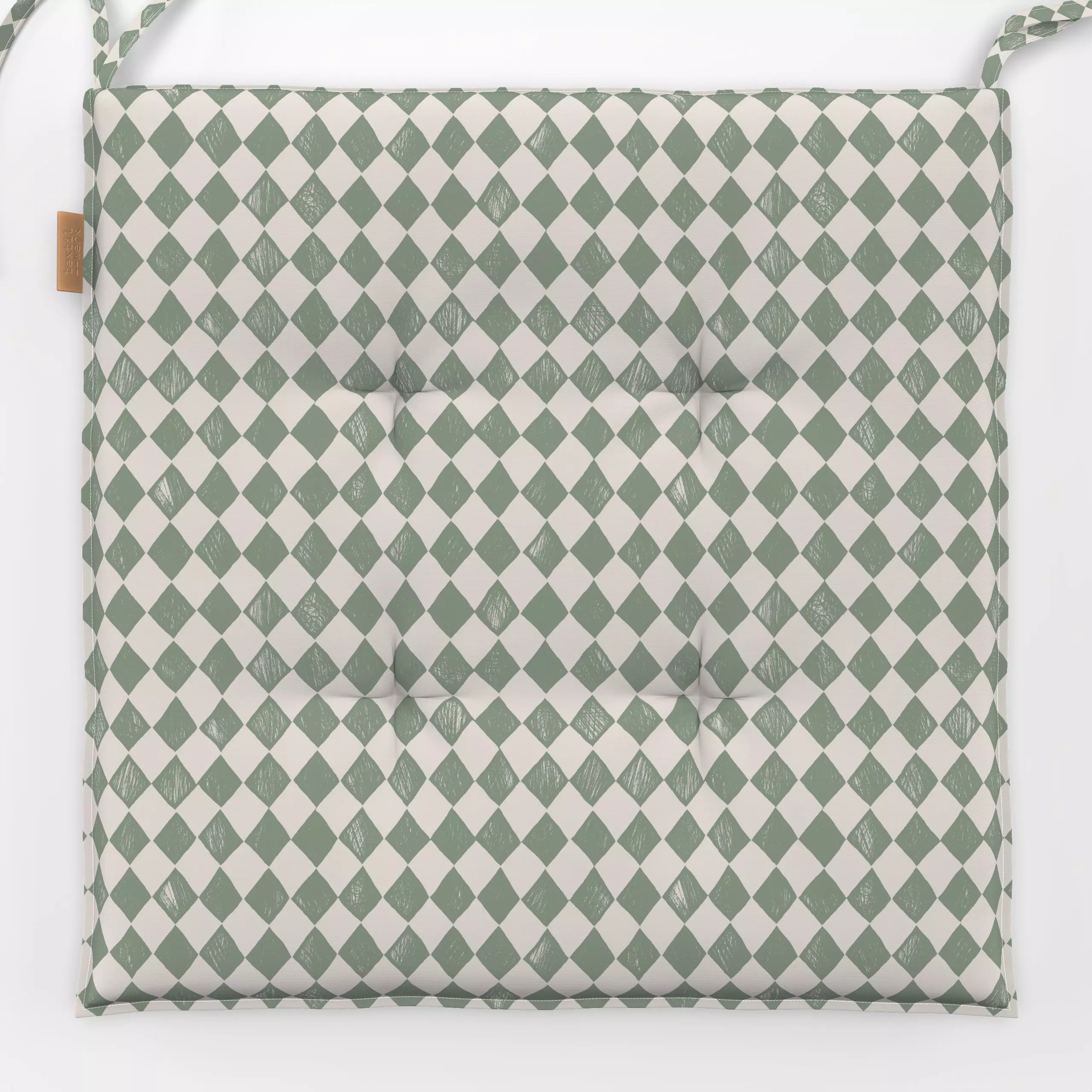 Sitzkissen Small Diamonds green - Symbole & Muster - von „Studio Kesse"; boho, Garten, tropisch, Sommer, grafisch, mediterra...