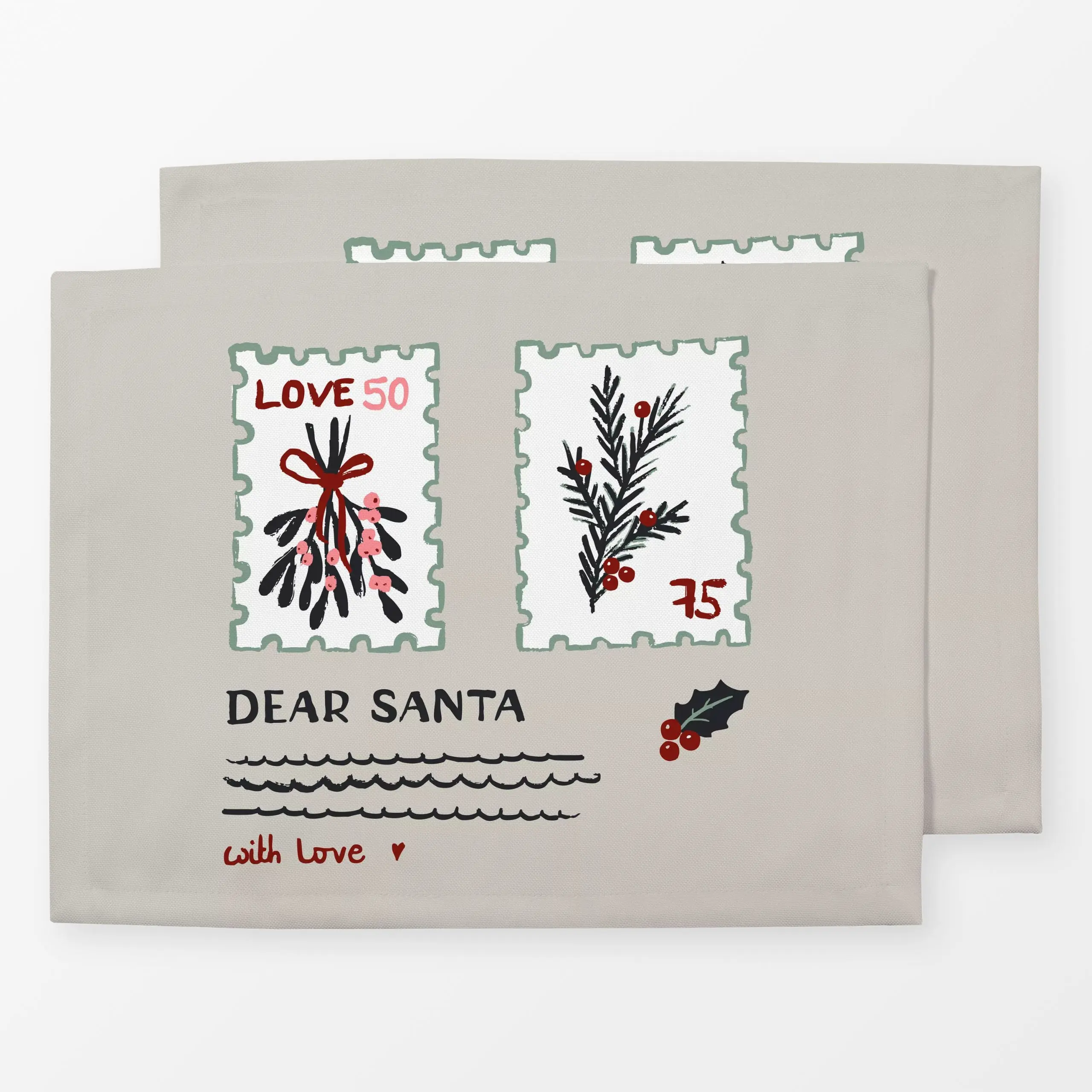 Tischset Dear Santa - Sprüche & Schriftzüge, Weihnachten, Winter - von „Katrin Graff"; Weihnachten, santa, winterdeko, chris...