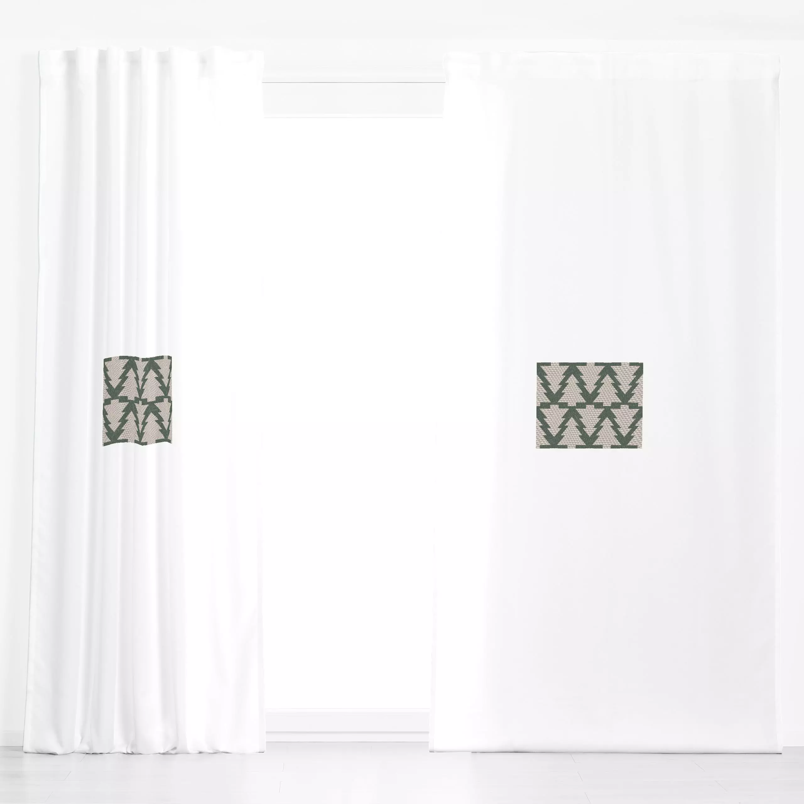 Dekovorhang Nordic Tannen und Streifen II - Weihnachten, Symbole & Muster - von „Bloomery Decor"; Merry Christmas, Tannenbau...