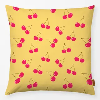 Kissen Kirschenmuster gelb