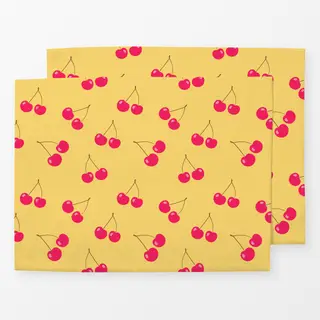 Tischset Kirschenmuster gelb