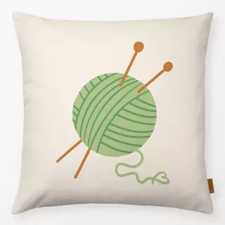 Kissen Wollknäuel grün