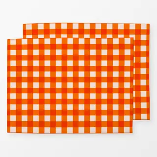 Tischset Plaid Orange Rosa