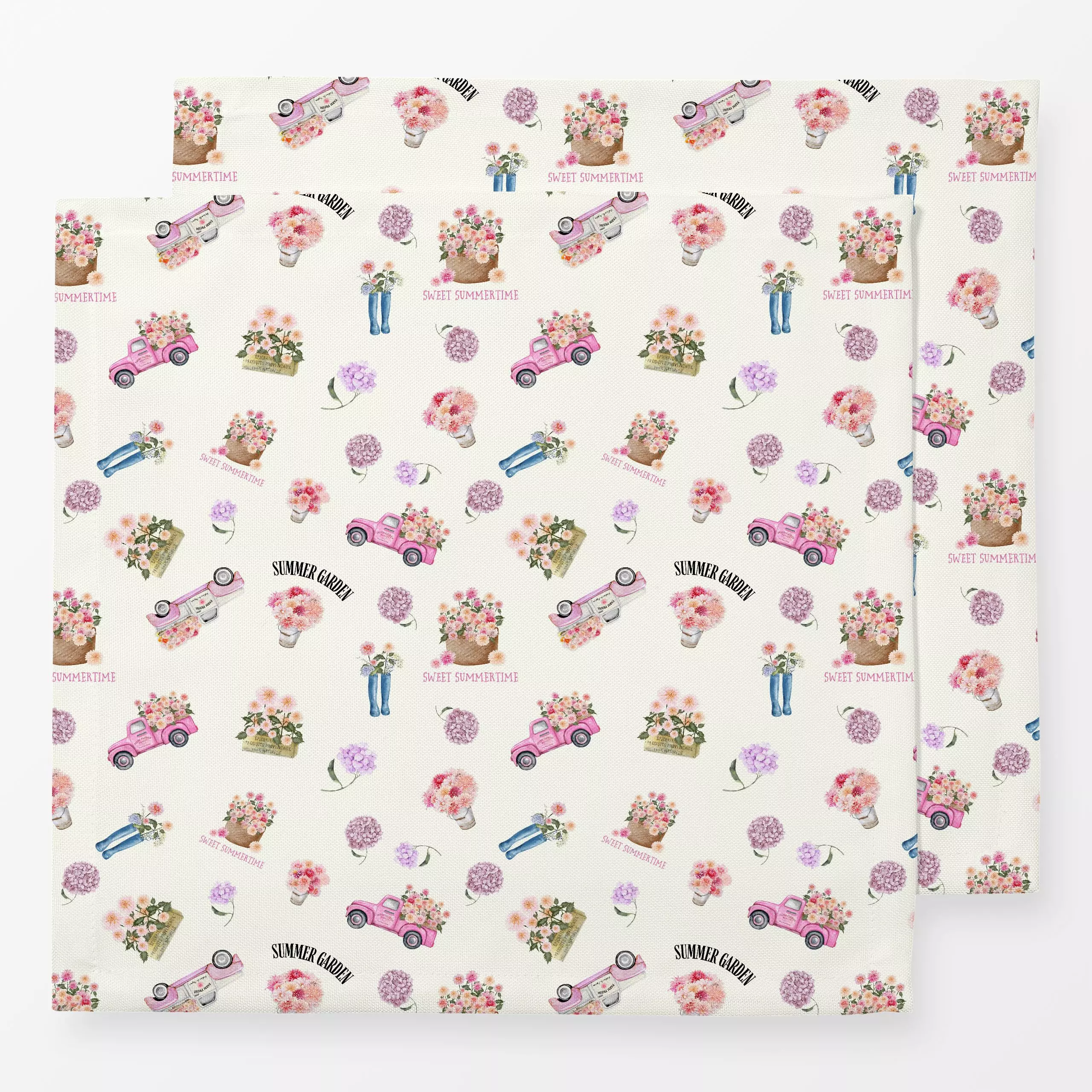 Servietten Sommermuster Cottage 2 - Blumen & Florales, Sommer, Symbole & Muster - von „Monika Strigel"; Trockenblumen, Somme...