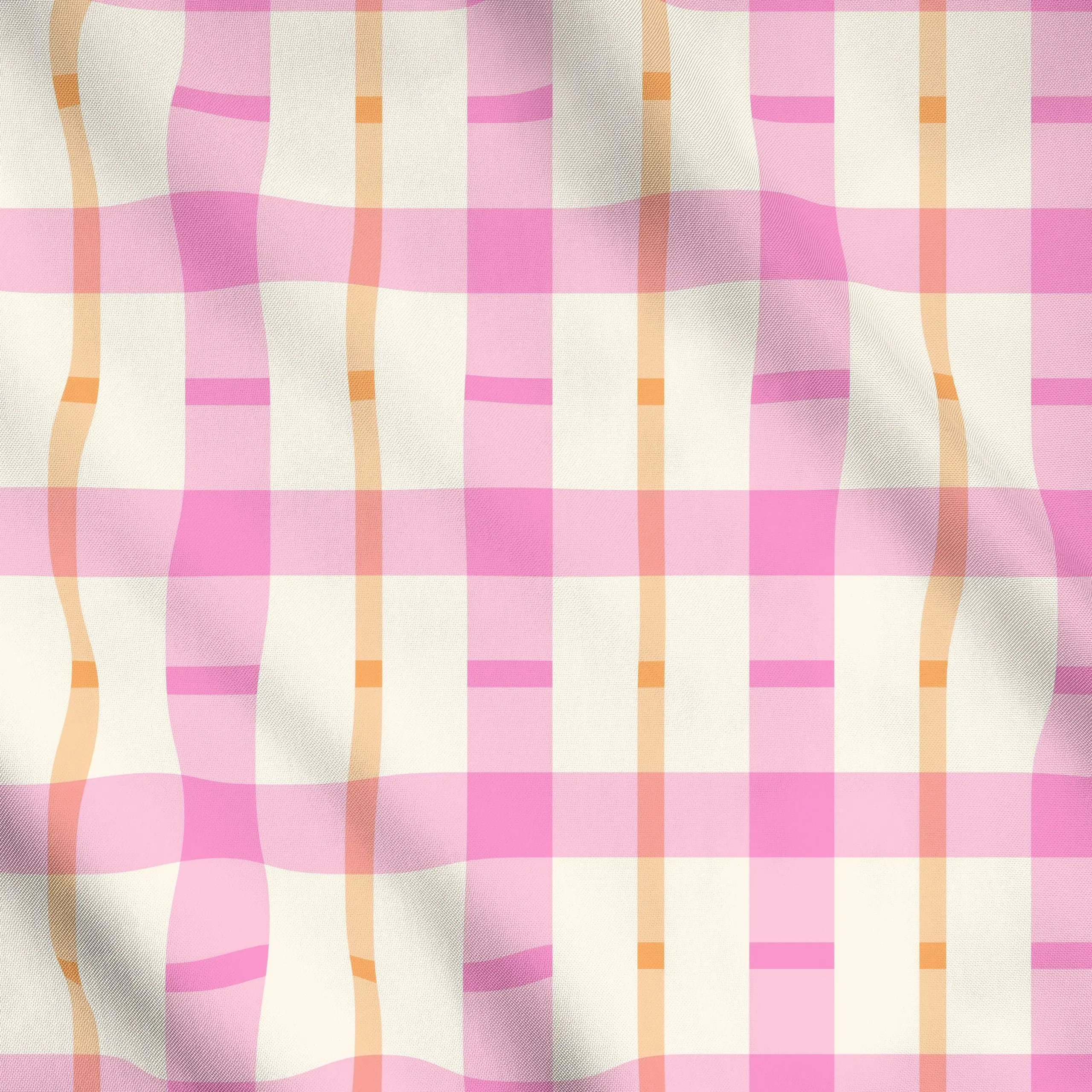 Meterware Pink Orange Tartan - Frühling, Symbole & Muster - von „Patries Elisabeth"; Karo, peach, Streifenmuster, Karomuster...