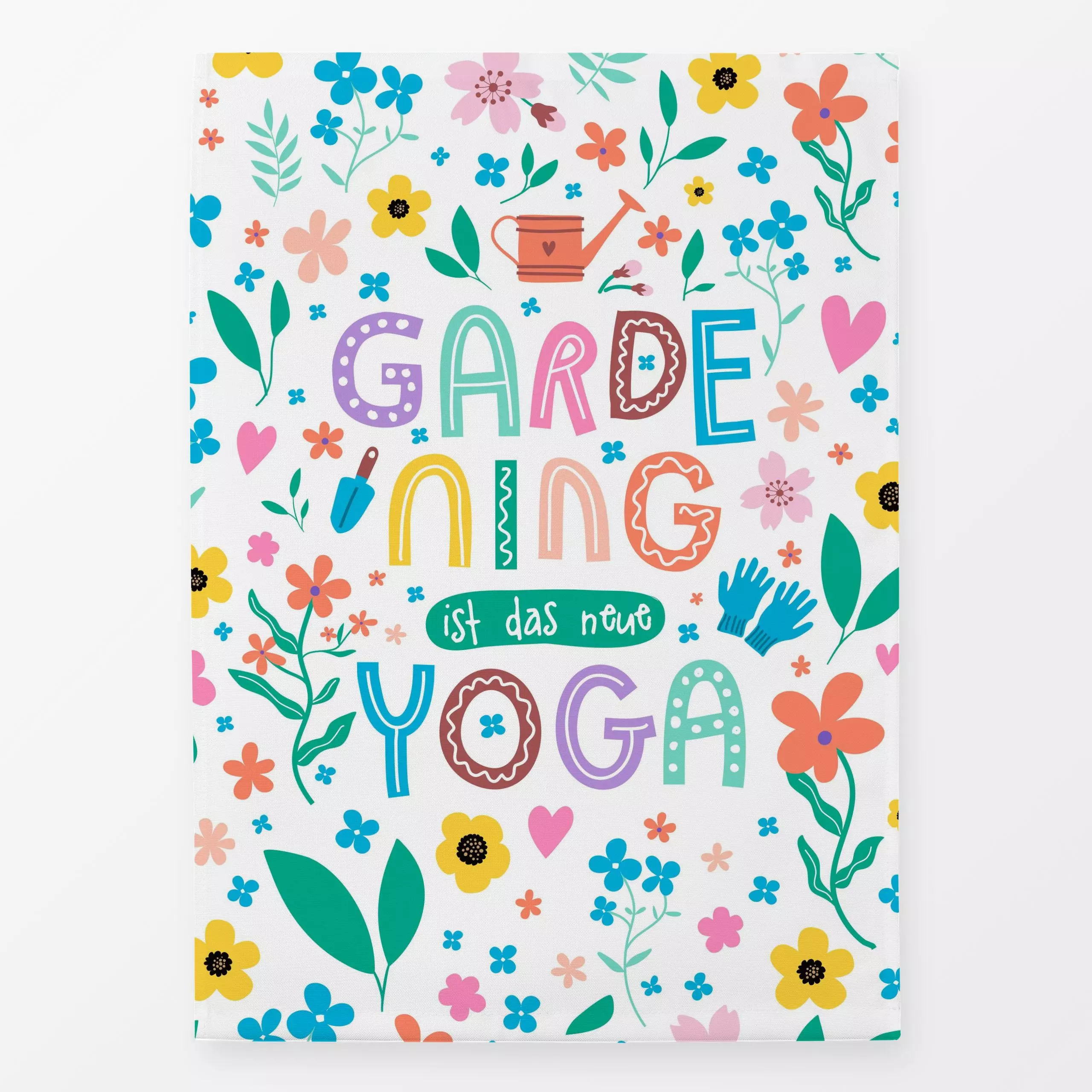 Geschirrtücher Gardening ist das neue Yoga - Sommer, Sprüche & Schriftzüge, Pflanzen & Botanik - von „Heyduda"; Blumen, Pfla...