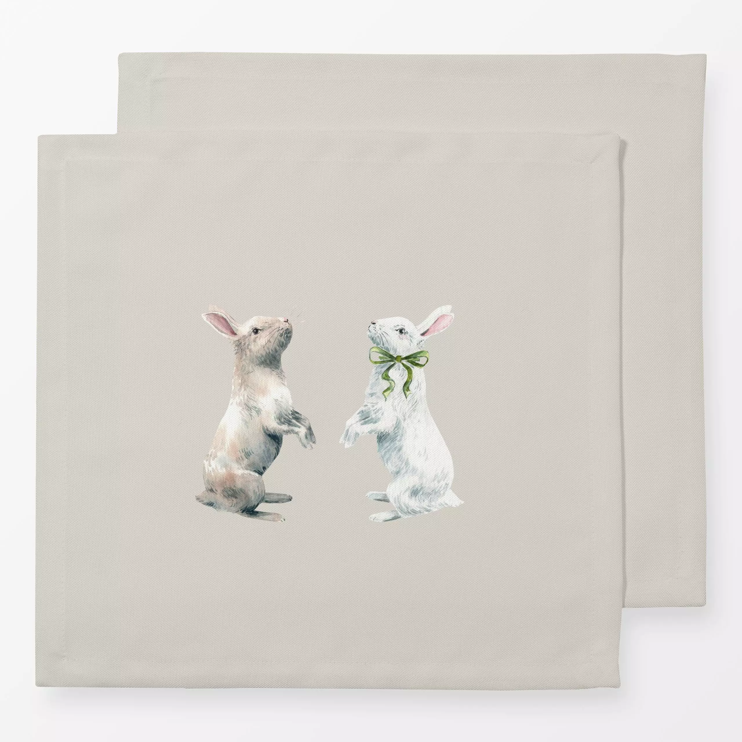 Servietten Osterhasen Paar beige - Frühling, Tiere - von „Katrin Graff"; Hase, Kaninchen, Ostern, Osterhase, landhaus, schle...