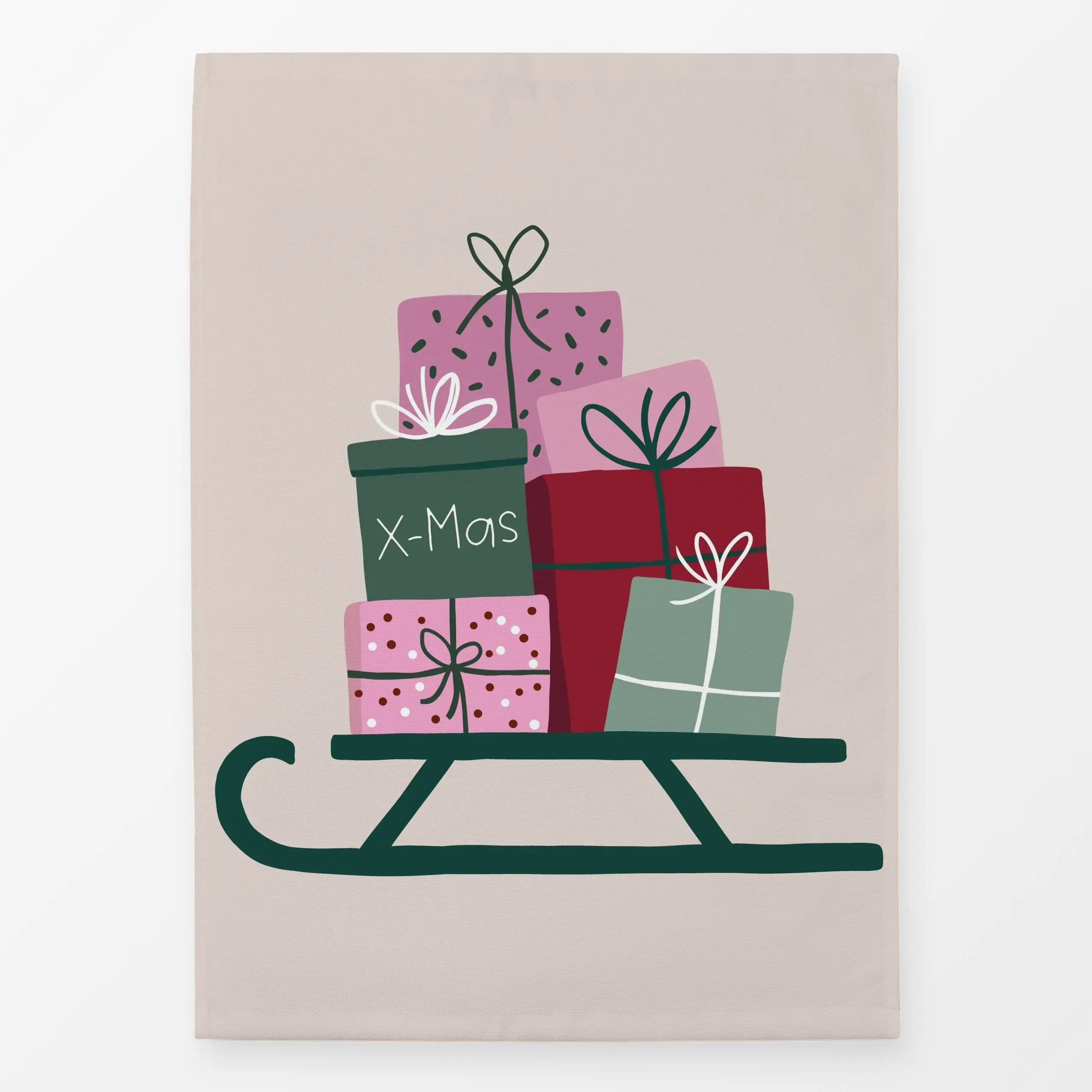 Geschirrtücher Schlitten - Weihnachten, Winter - von „Studio Kesse"; Obst, Merry Christmas, Weihnachten, weihnachtlich, gesc...