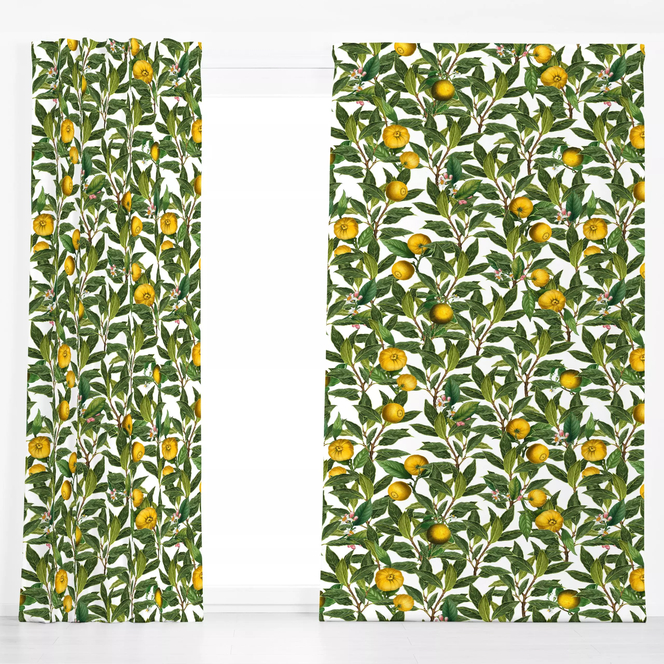 Dekovorhang Vintage Zitrus Früchte Muster - Sommer - von „Uta Naumann"; Frucht, Obst, boho, Muster, Natur, Garten, Zitrone, ...