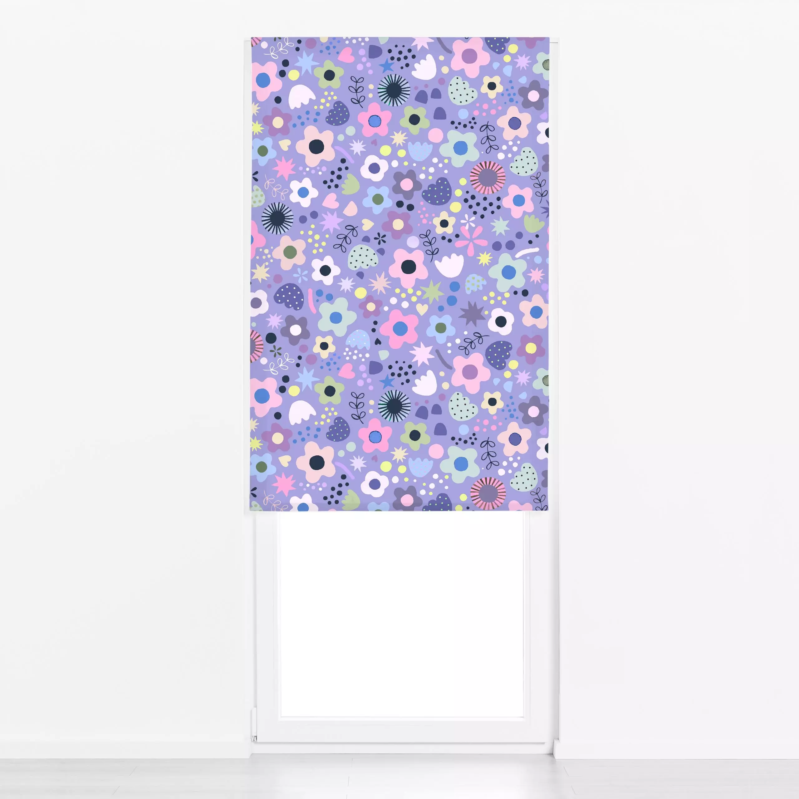 Raffrollo Psychedelic Bold Blumen Lilac - Blumen & Florales, Frühling, Liebe, Romantik & Pride - von „Ninola Design "; boho,...
