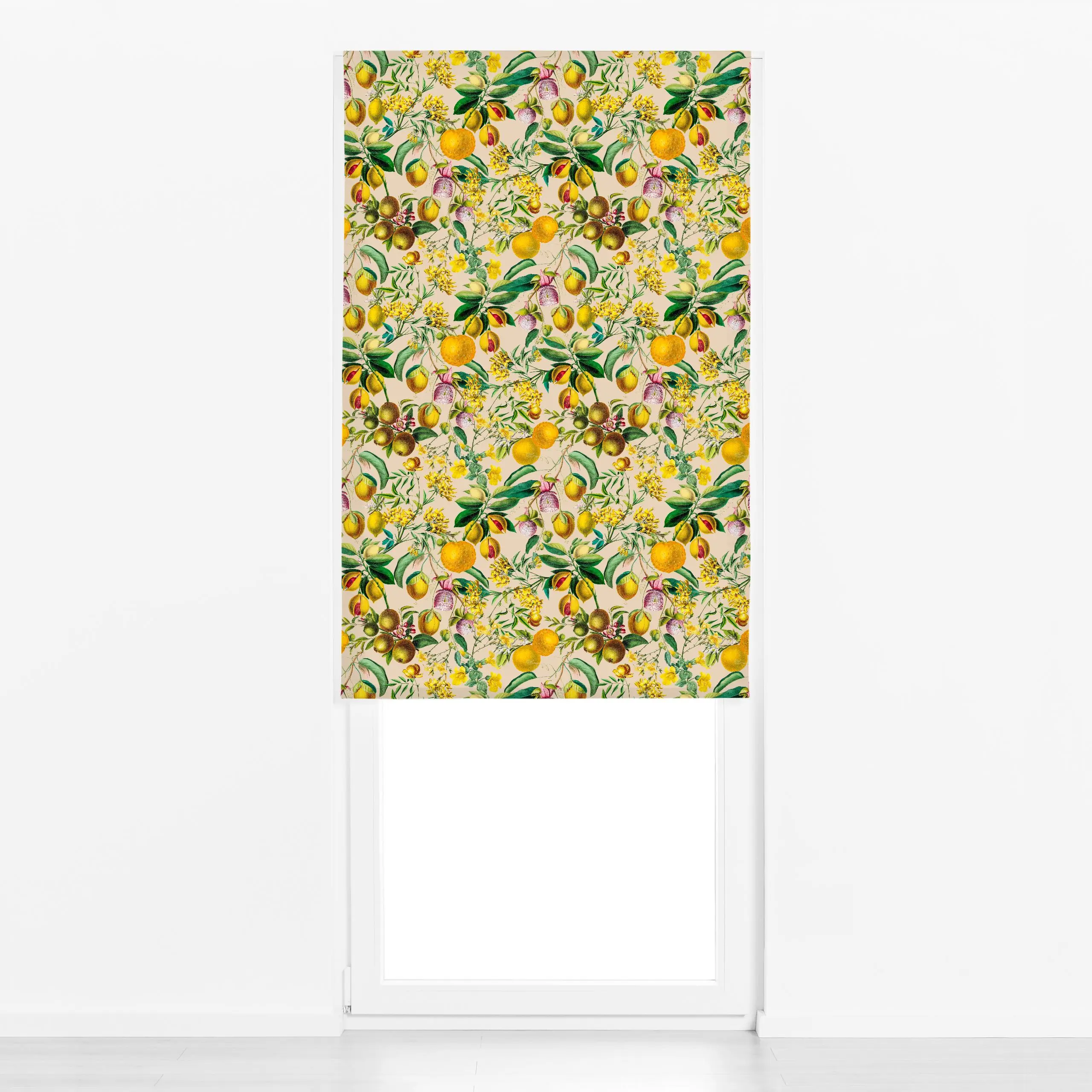 Raffrollo Tropischer Gartenzauber beige - Sommer, Pflanzen & Botanik, Früchte - von „Uta Naumann"; Frucht, Obst, Muster, Gar...