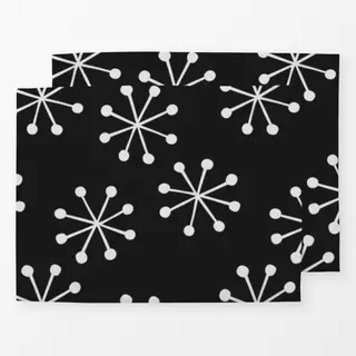 Tischset Schneeflocken auf Schwarz