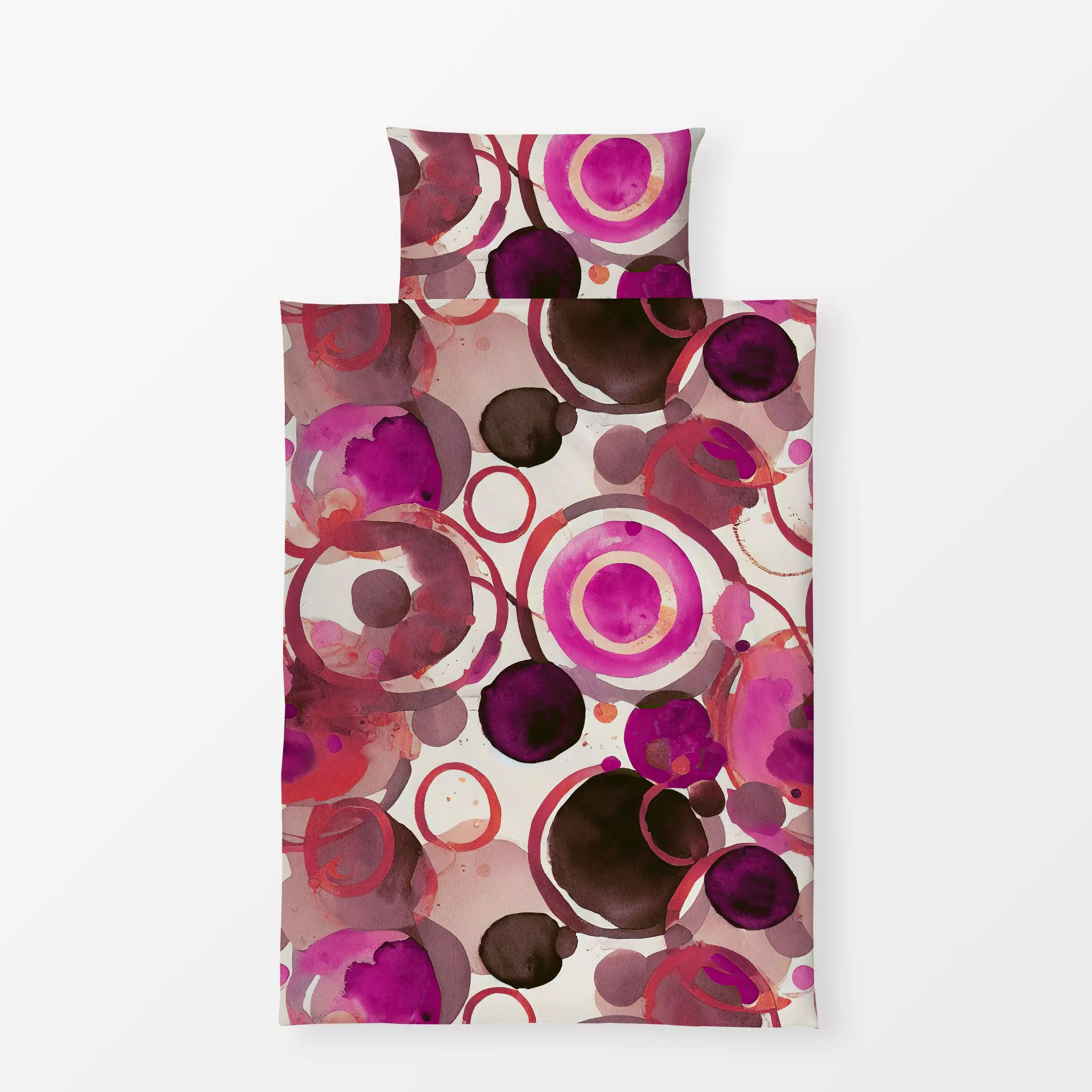 Bettwäsche Watercolor Fun Viva magenta - Symbole & Muster - von „Andrea Haase"; Aquarell, abstrakt, Protea, Kreise, lila, ha...