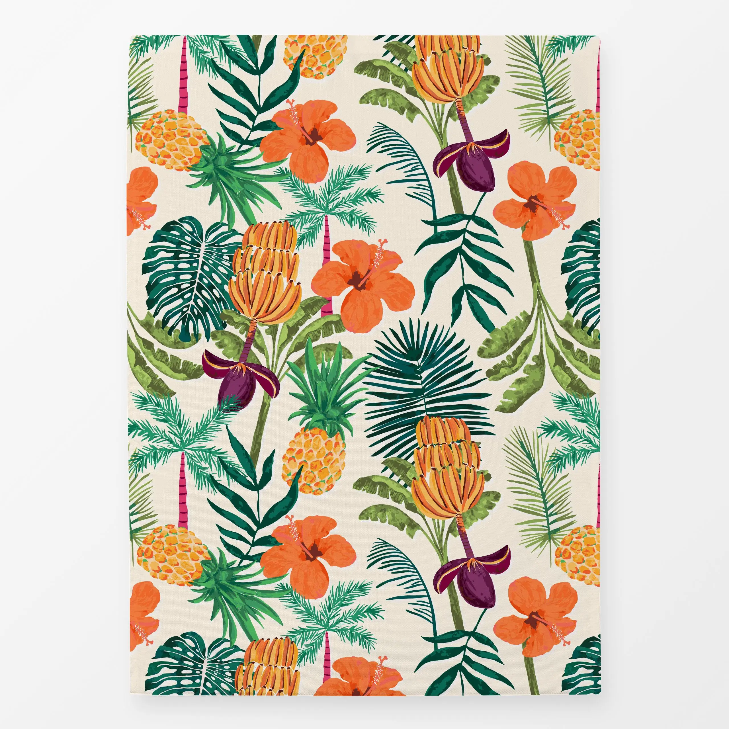 Geschirrtücher Exotic Jungle Vibes beige - Sommer, Symbole & Muster, Pflanzen & Botanik - von „Karen Menzenbach"; Frucht, Bl...