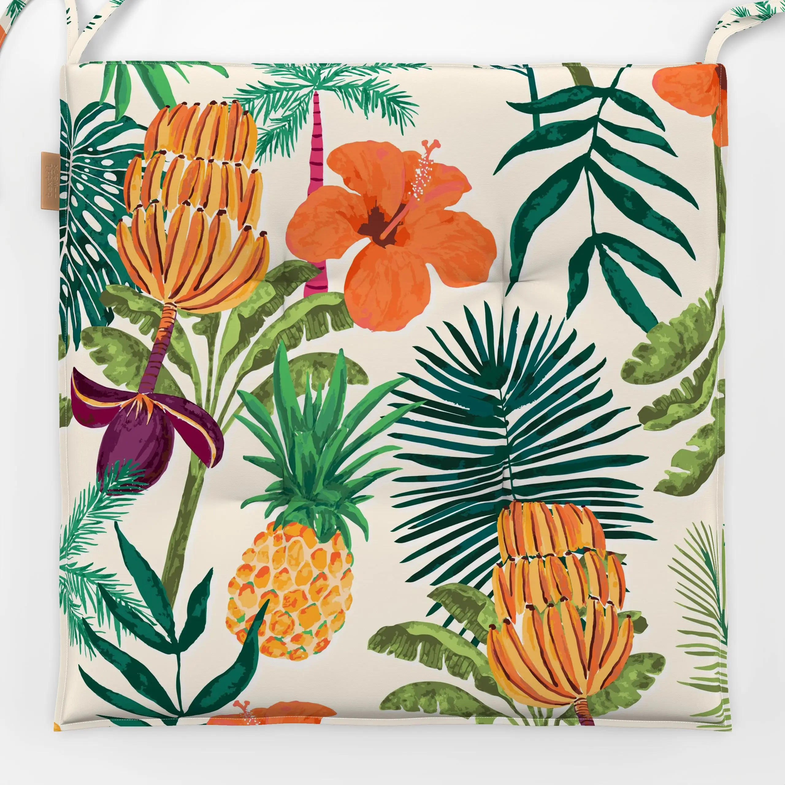 Sitzkissen Exotic Jungle Vibes beige - Sommer, Symbole & Muster, Pflanzen & Botanik - von „Karen Menzenbach"; Frucht, Blumen...