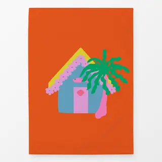 Geschirrtücher Strandhaus Bunt Auf Orange