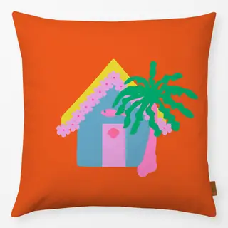 Kissen Strandhaus Bunt Auf Orange