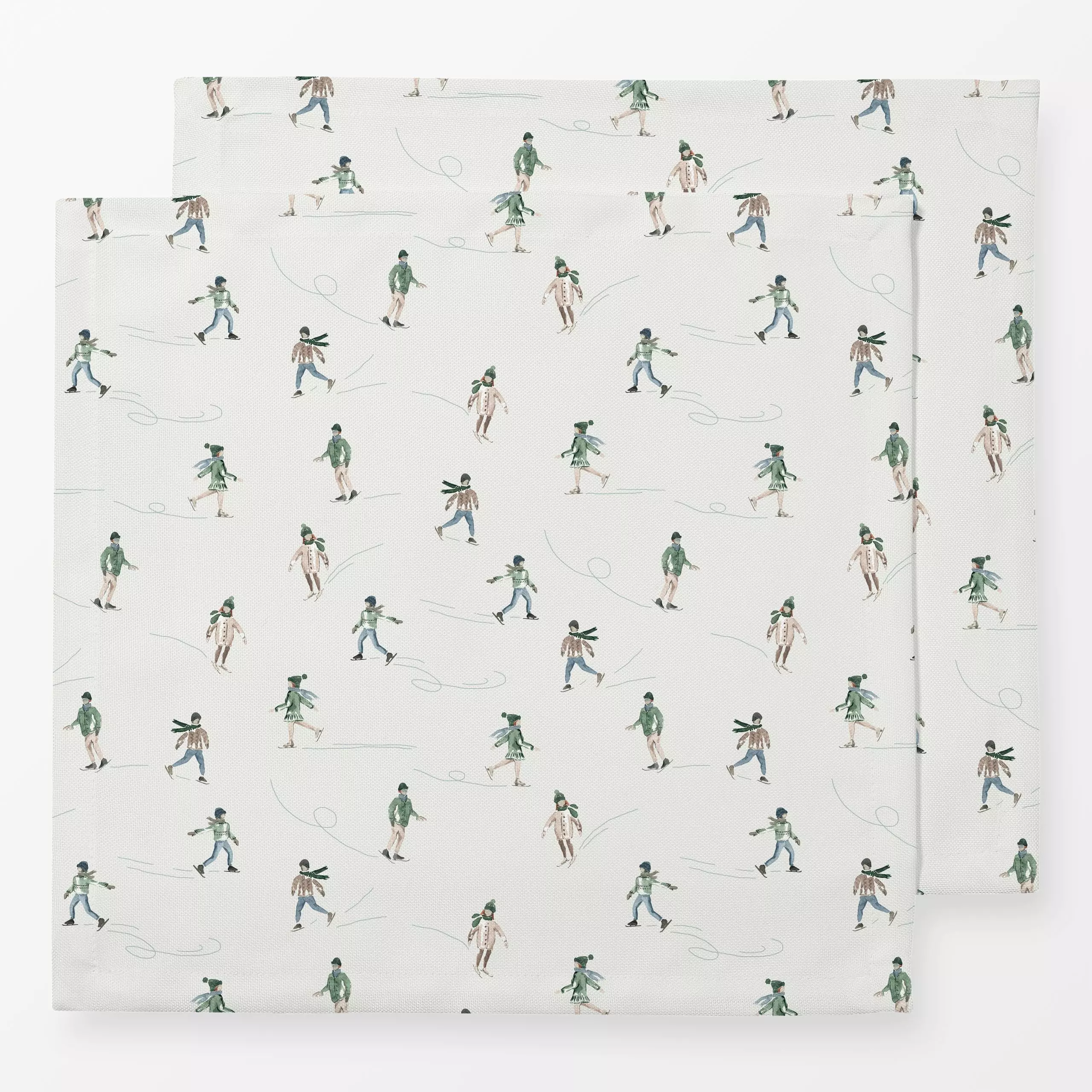 Servietten Schlittschuhläufer - Sport - von „Katrin Graff"; Eis, Schlittschuh, Kinderzimmer, Winter, Sport, Wintersport, win...