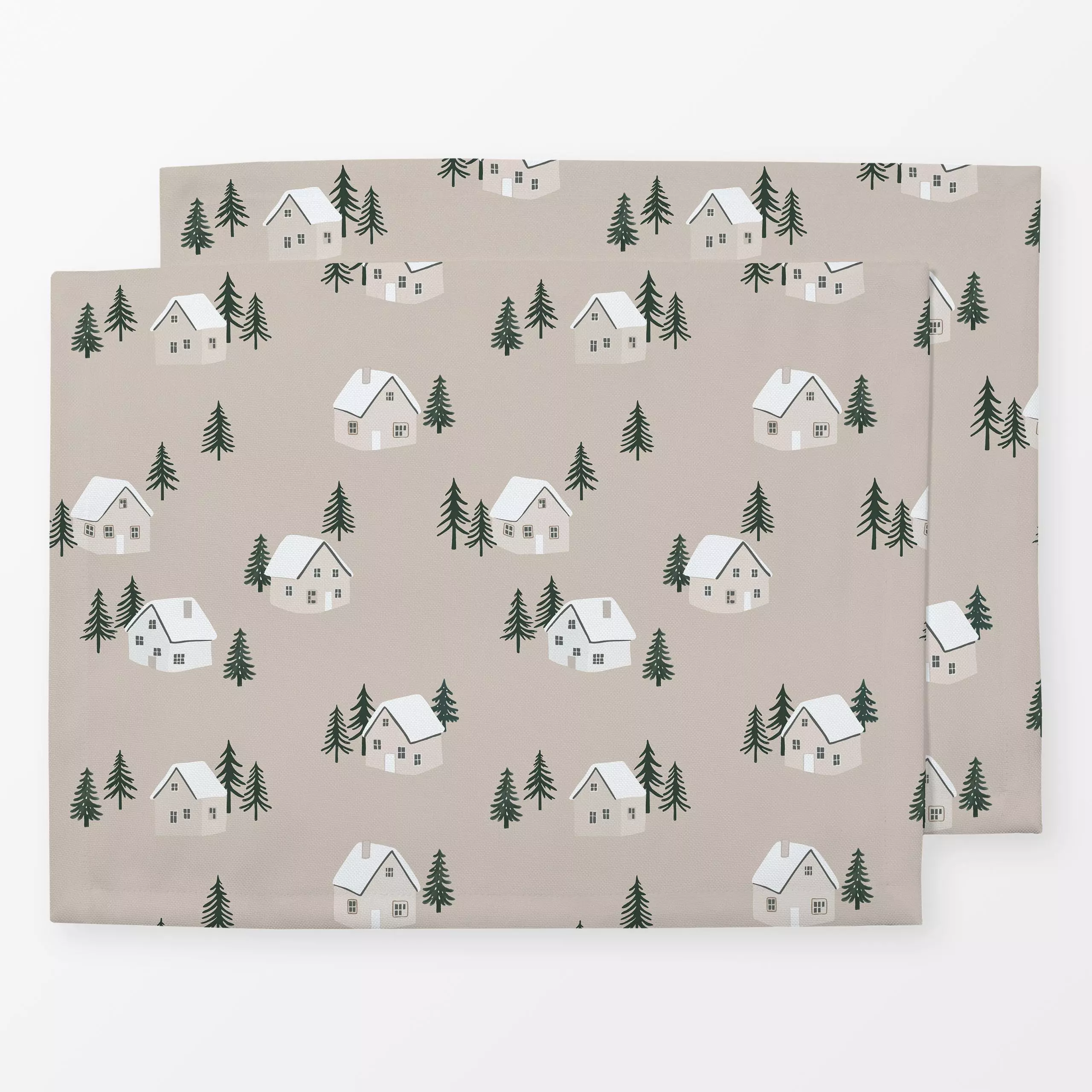 Tischset Winter Häuschen Weihnachten - Natur & Landschaft, Weihnachten, Anlässe - von „Studio Kesse"; Wald, Merry Christmas,...