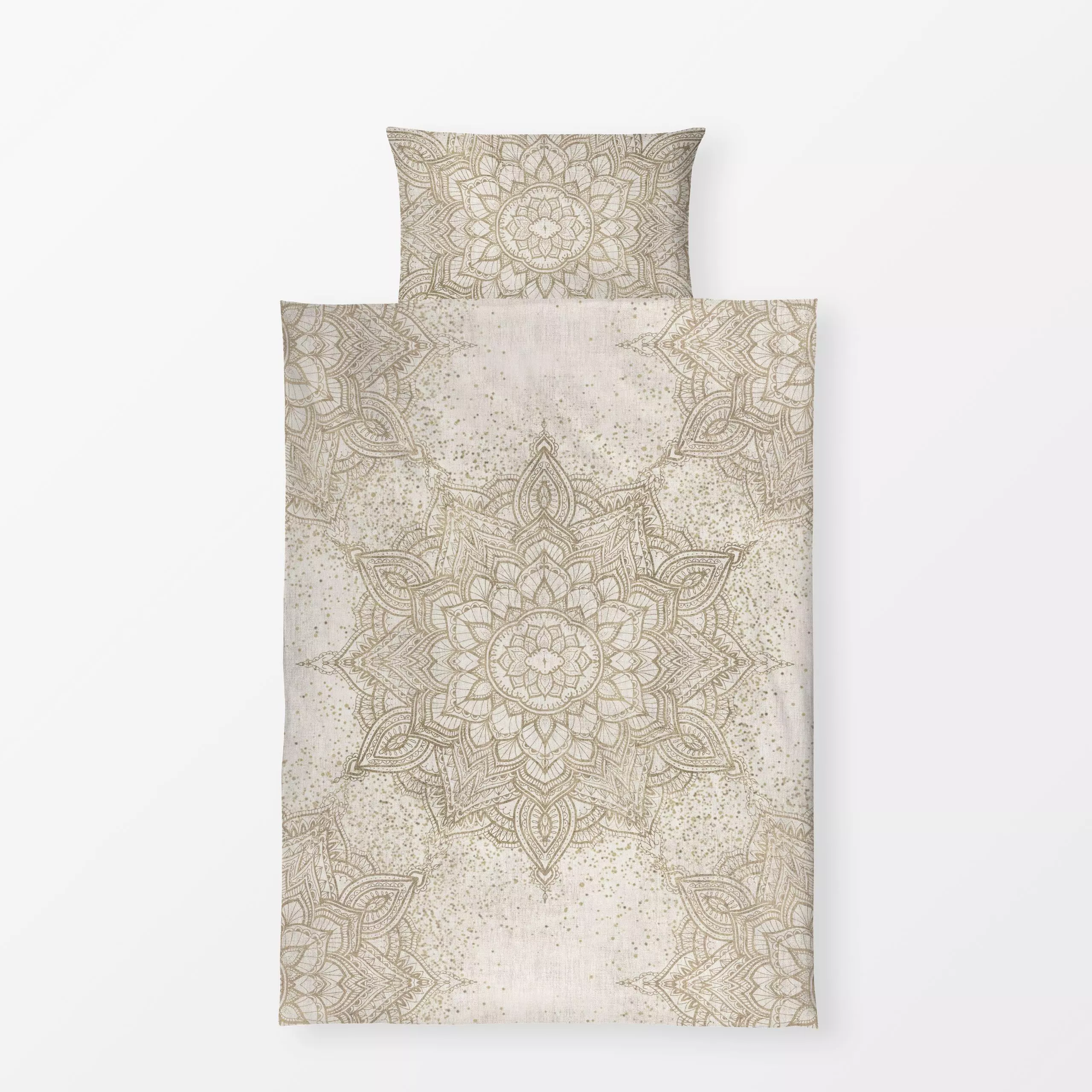 Bettwäsche Golden Boho Mandala 3 - Weihnachten, Symbole & Muster, Retro & Vintage - von „Bloomery Decor"; boho, beige, gold,...