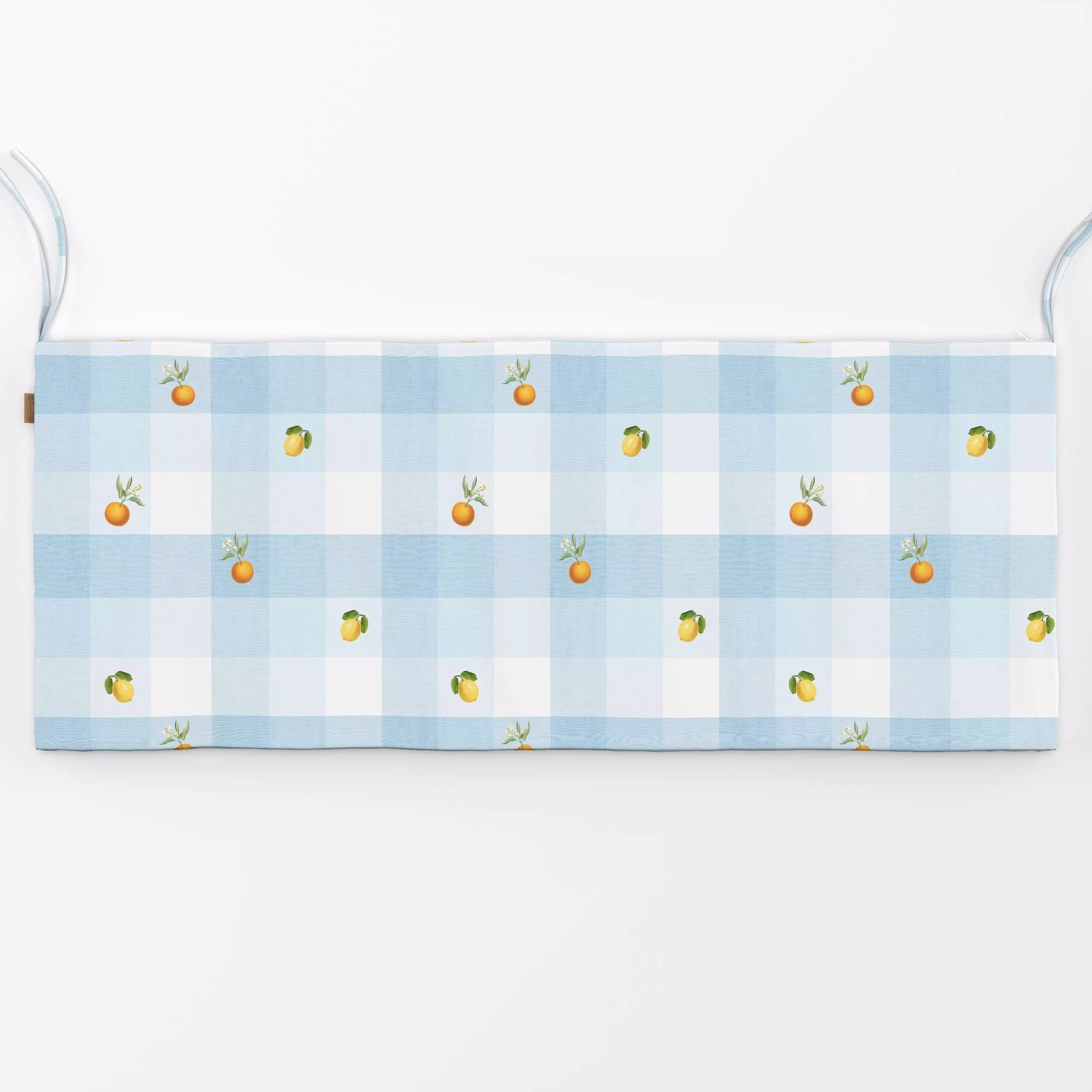 Bankauflage Vintage Citrus Gingham - Blumen & Florales, Symbole & Muster, Früchte - von „Bloomery Decor"; Retro, Orange, Zit...