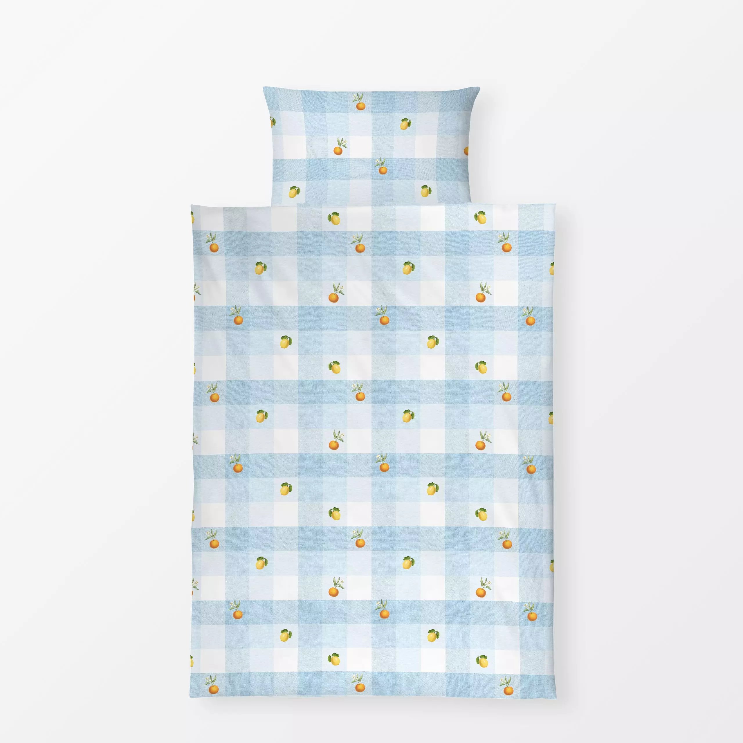 Bettwäsche Vintage Citrus Gingham - Blumen & Florales, Symbole & Muster, Früchte - von „Bloomery Decor"; Retro, Orange, Zitr...