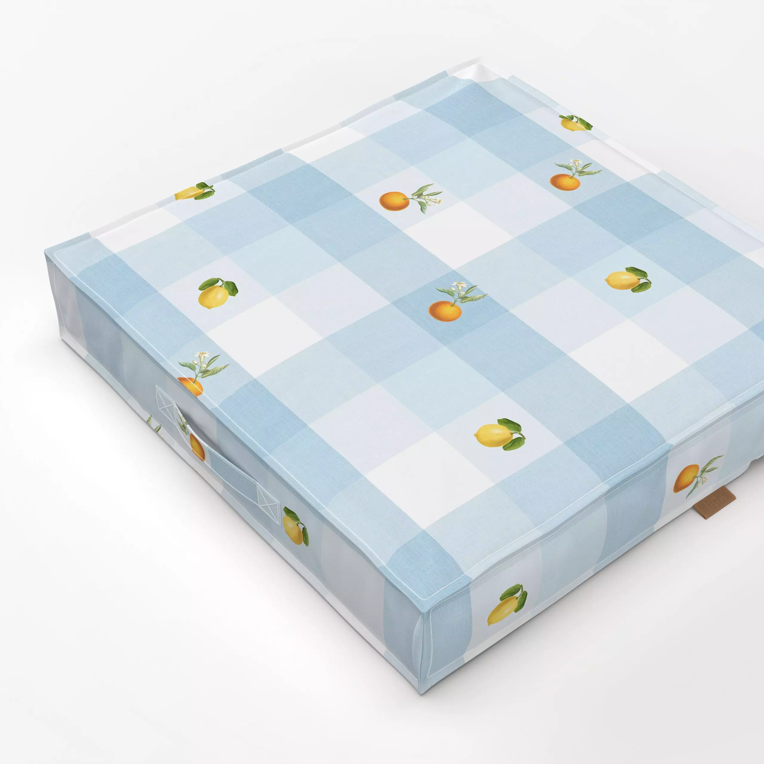 Bodenkissen Vintage Citrus Gingham - Blumen & Florales, Symbole & Muster, Früchte - von „Bloomery Decor"; Retro, Orange, Zit...