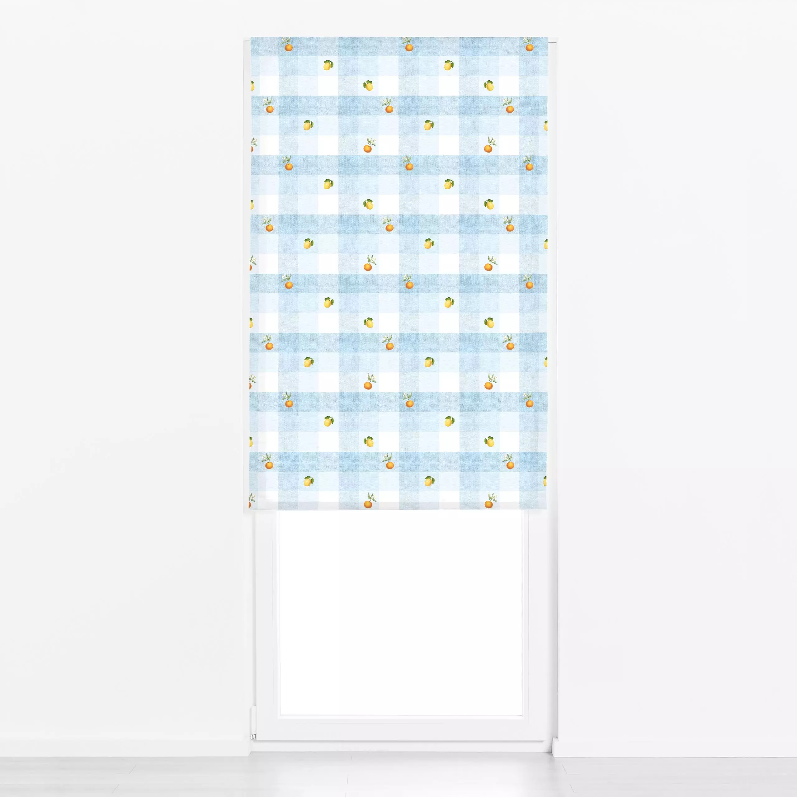 Raffrollo Vintage Citrus Gingham - Blumen & Florales, Symbole & Muster, Früchte - von „Bloomery Decor"; Retro, Orange, Zitro...