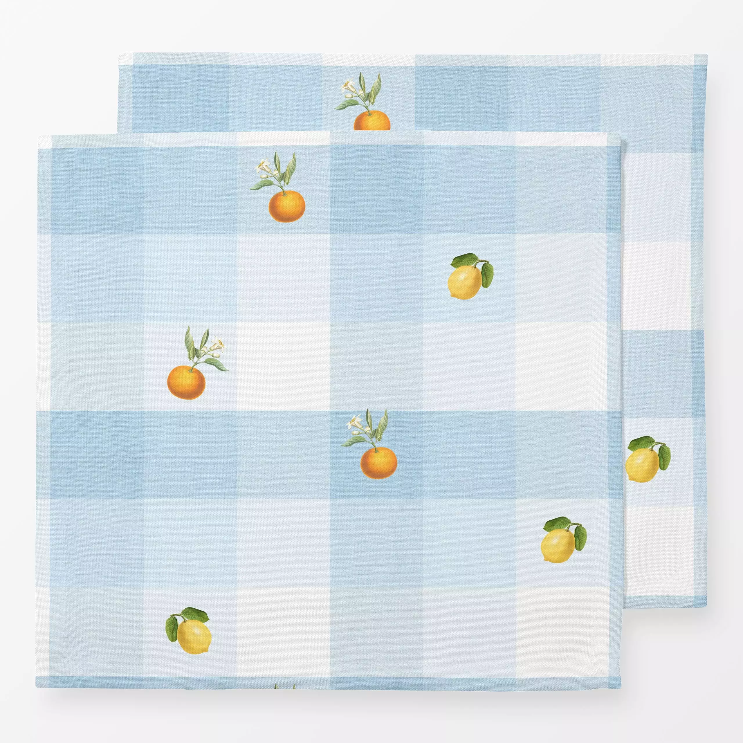 Servietten Vintage Citrus Gingham - Blumen & Florales, Symbole & Muster, Früchte - von „Bloomery Decor"; Retro, Orange, Zitr...