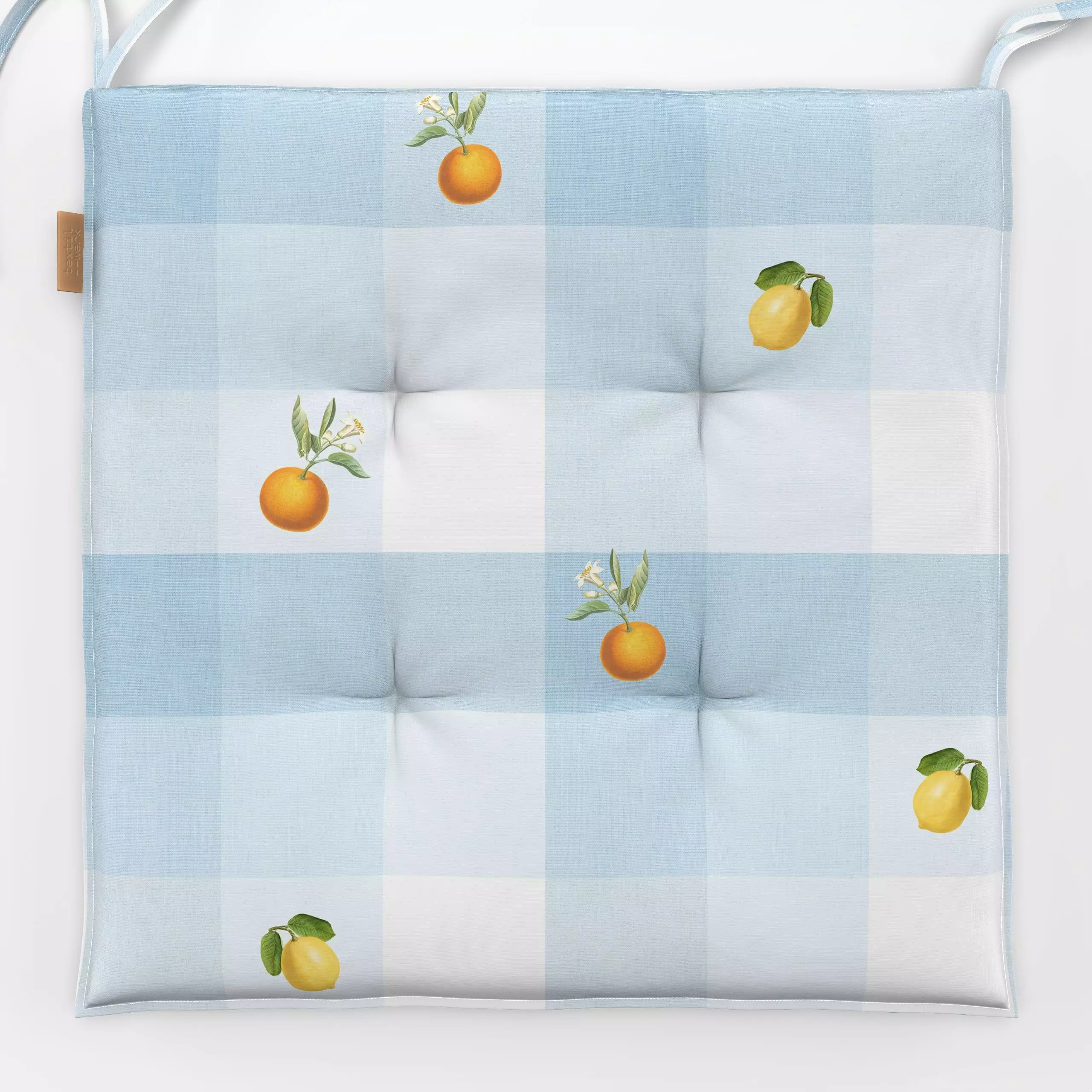 Sitzkissen Vintage Citrus Gingham - Blumen & Florales, Symbole & Muster, Früchte - von „Bloomery Decor"; Retro, Orange, Zitr...