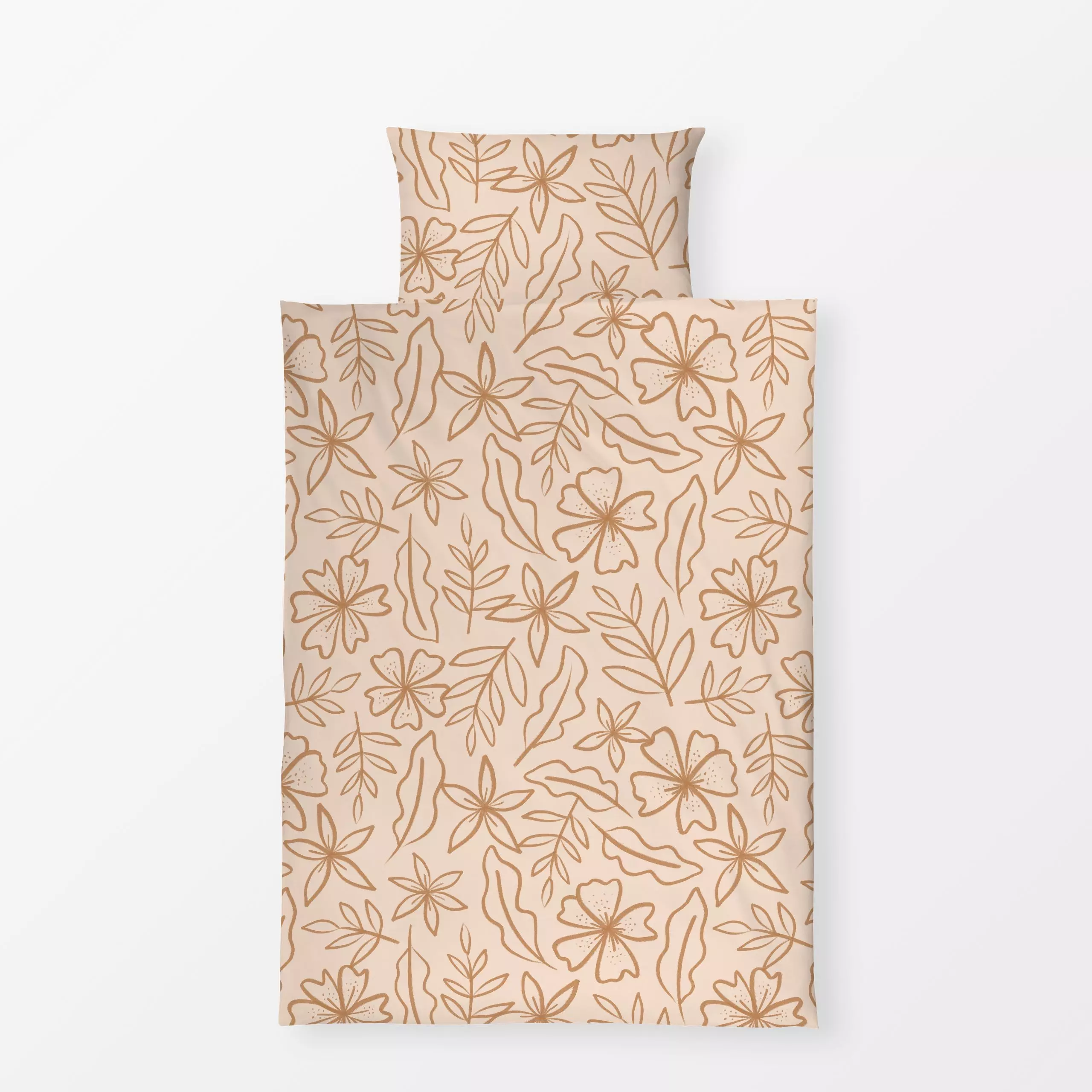 Bettwäsche Flowers and Leaves apricot - Blumen & Florales, Frühling, Symbole & Muster - von „Barlena"; boho, Blätter, Wildbl...