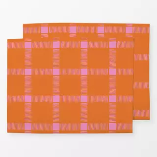 Tischset Karo orange pink