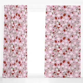 Dekovorhang Erdbeeren Herzen Garten Pink