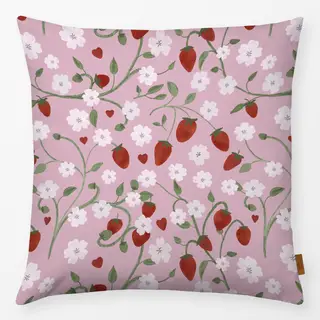 Kissen Erdbeeren Herzen Garten Pink