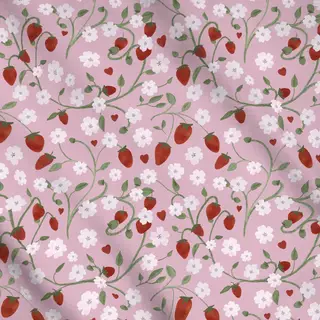 Meterware Erdbeeren Herzen Garten Pink